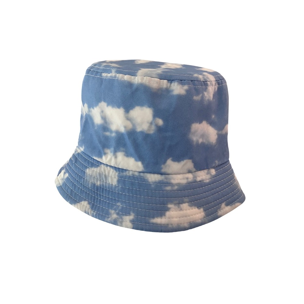 Unbranded Unisex Bucket Hat OS Blue White Cloud Print Festival Streetwear